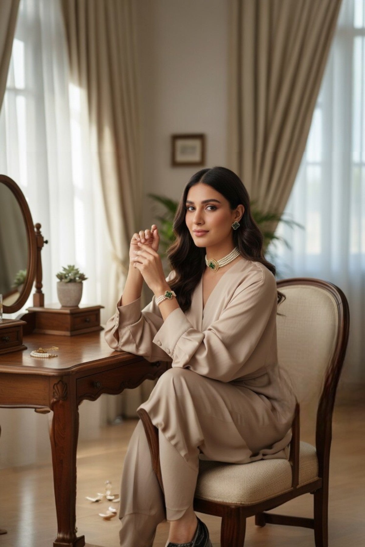 Green Dalia Necklace Set