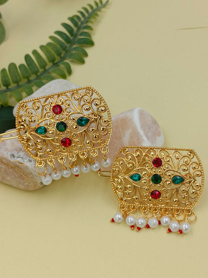 Golden Lamia Hair Pins Square Shape