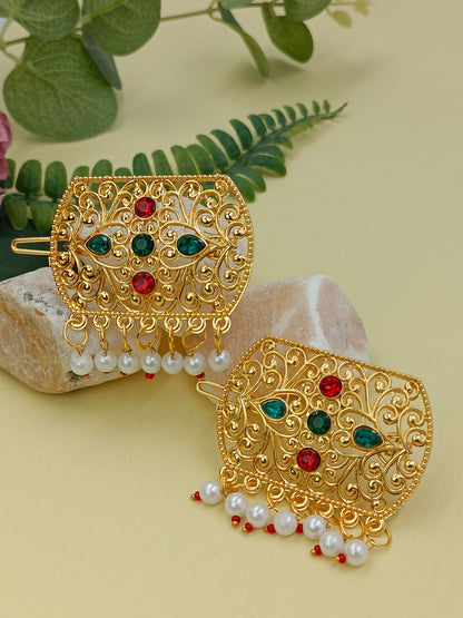 Golden Lamia Hair Pins Square Shape