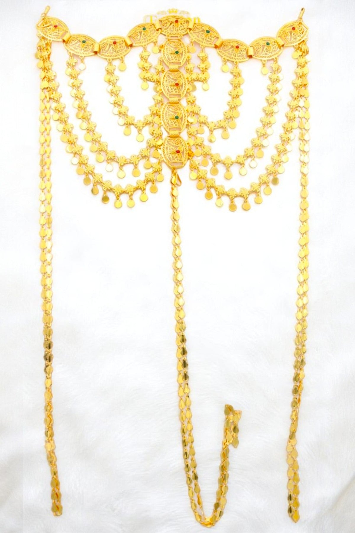 Bridal Inspired Gold Tone Multi Layered Head Jewelry