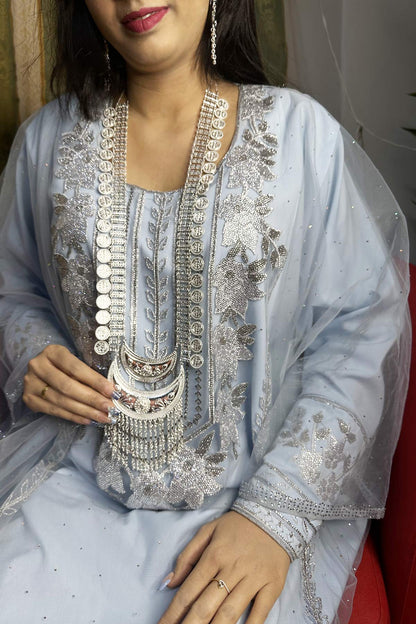 Dana Silver Long Necklace set