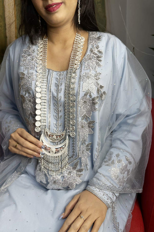 Dana Silver Long Necklace set