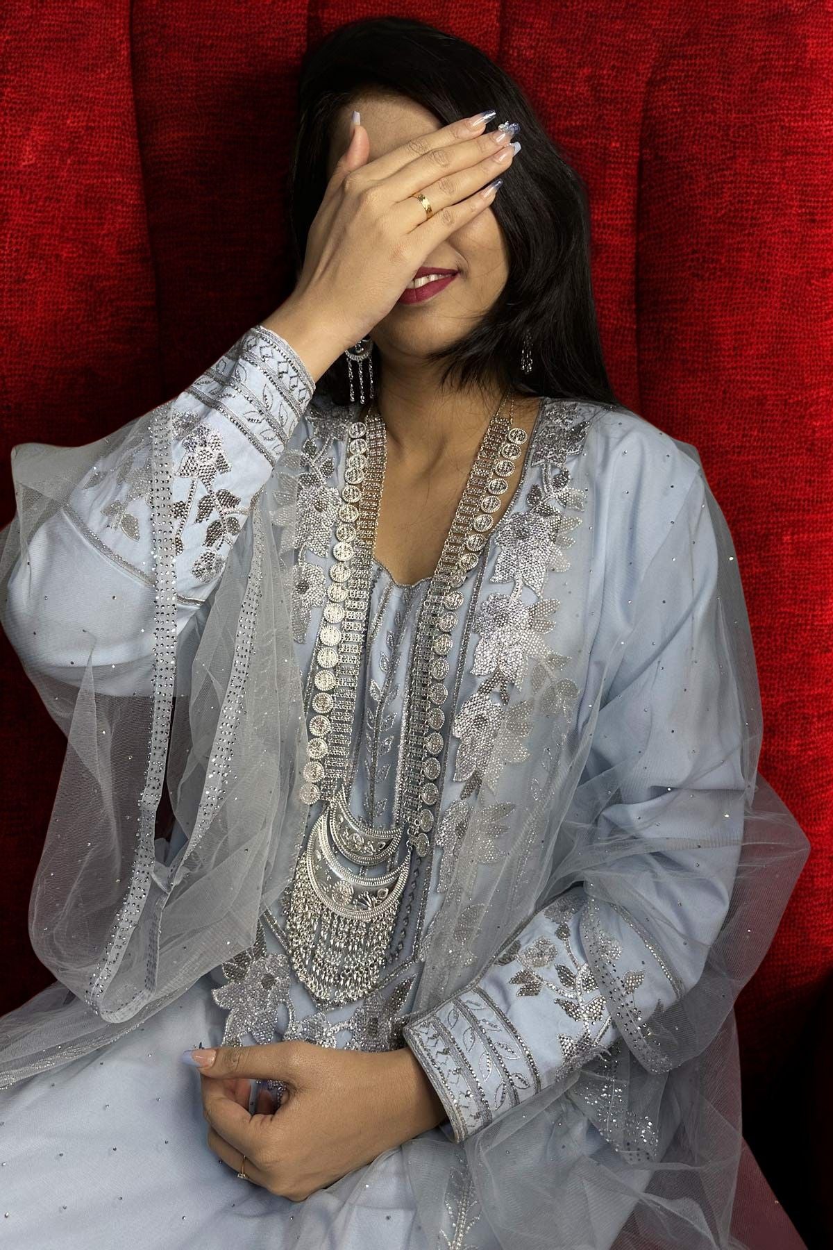 Dana Silver Long Necklace set