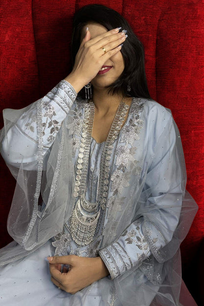 Dana Silver Long Necklace set