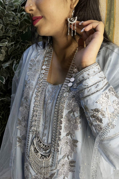 Dana Silver Long Necklace set