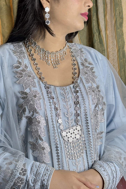 Raeya Silver Hilal Necklace Set