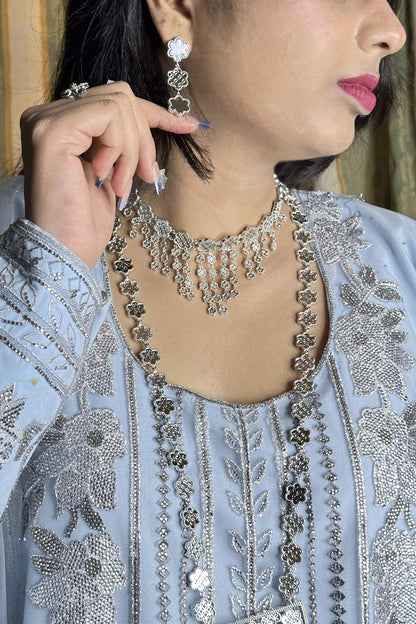 Raeya Silver Hilal Necklace Set