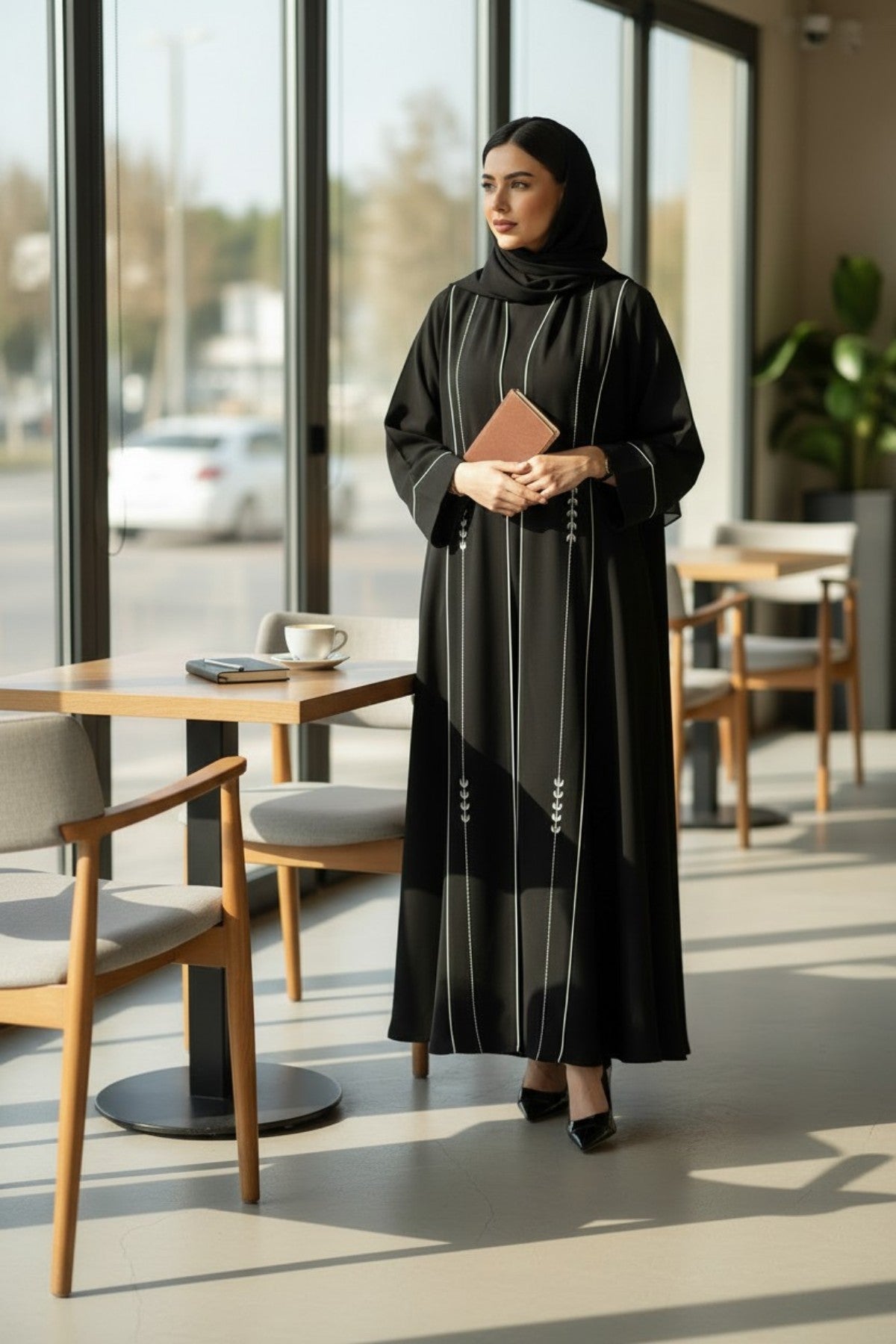 Black Embroidered Bisht Abaya