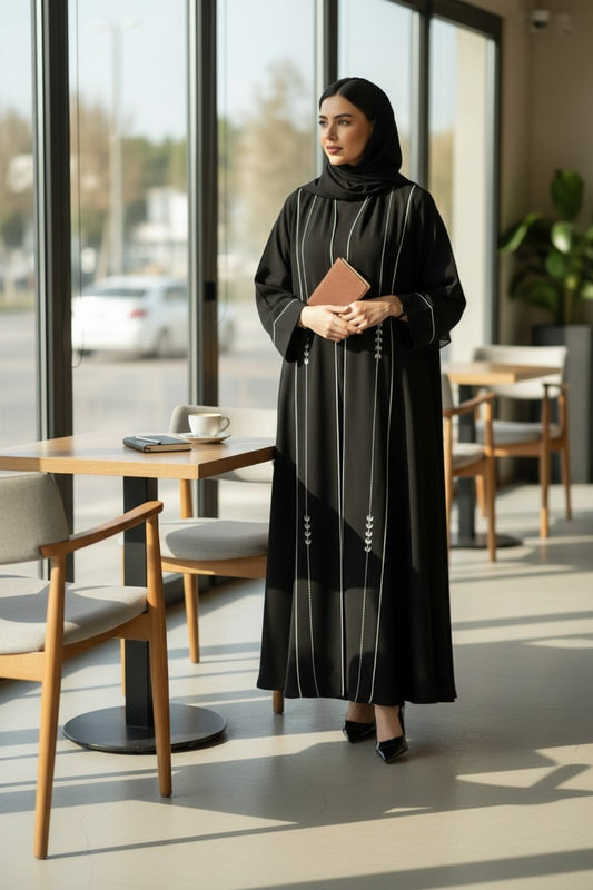 Black Embroidered Bisht Abaya