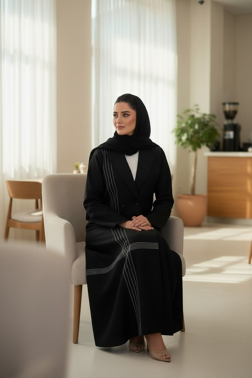 Modern Black Tailored Abaya