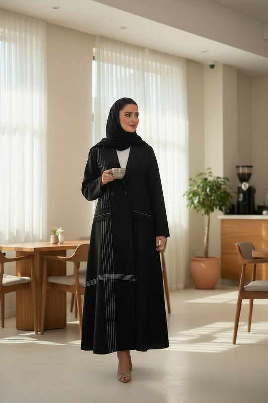 Modern Black Tailored Abaya