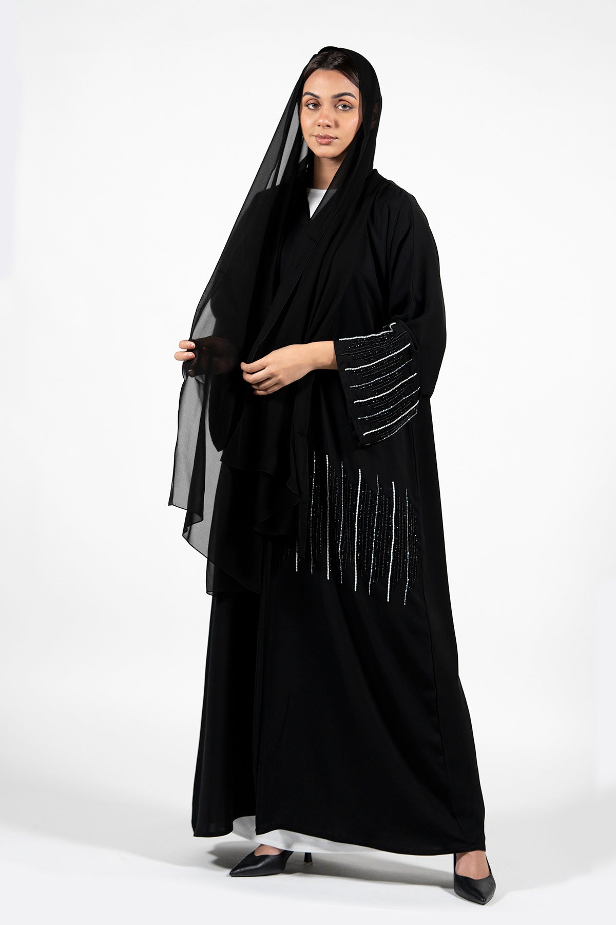 Black New Abaya with a matching Sheila in UAE.