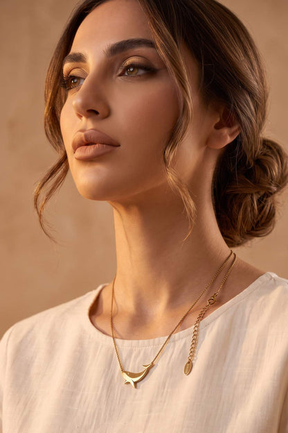 Gold Pendant Necklace | 18k Gold Plate Orca Necklace Chain