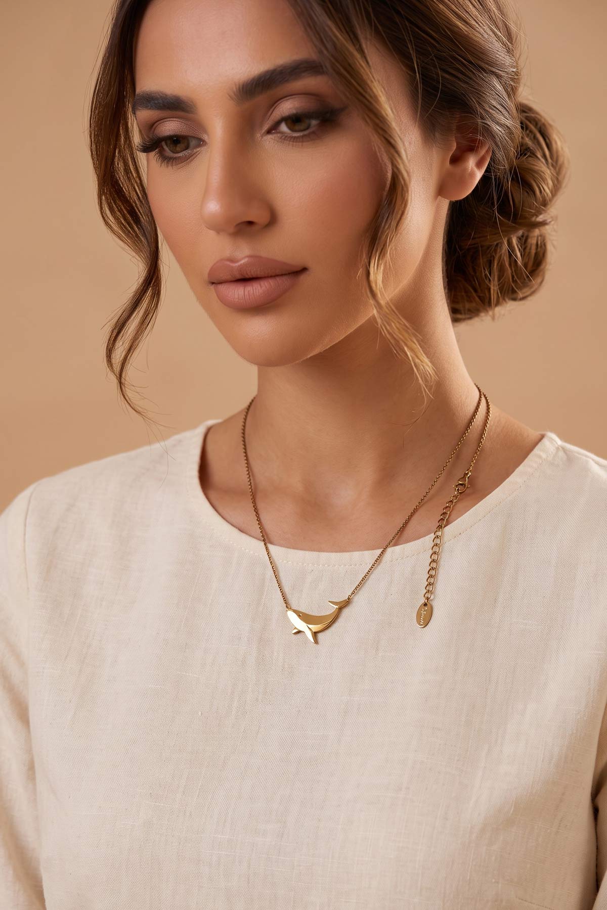 Gold Pendant Necklace | 18k Gold Plate Orca Necklace Chain