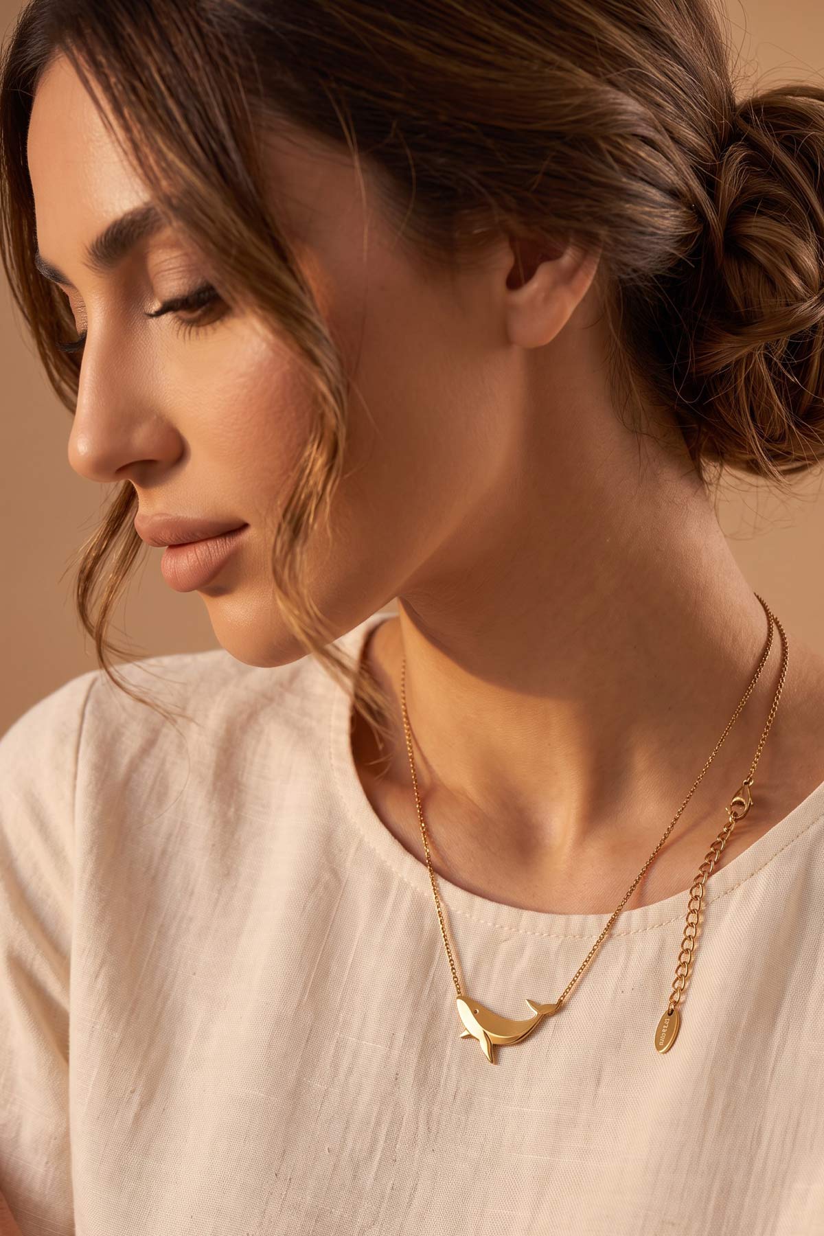 Gold Pendant Necklace | 18k Gold Plate Orca Necklace Chain