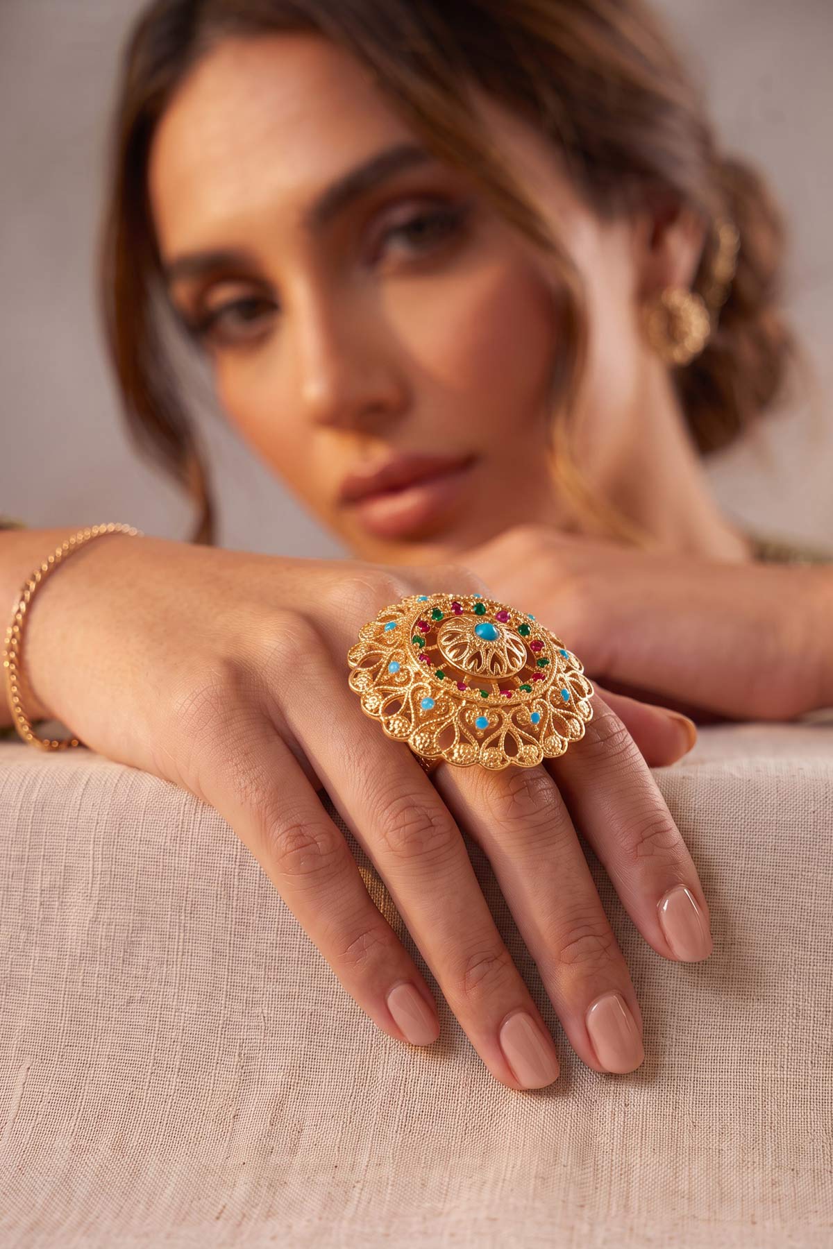 Atiya Multicolor Adjustable Ring