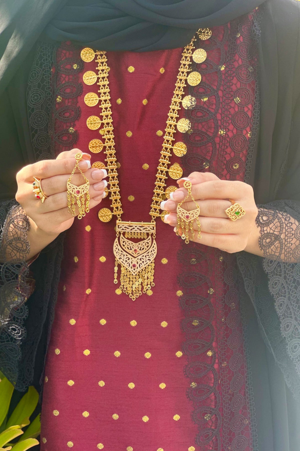 Najma Golden Long Necklace set
