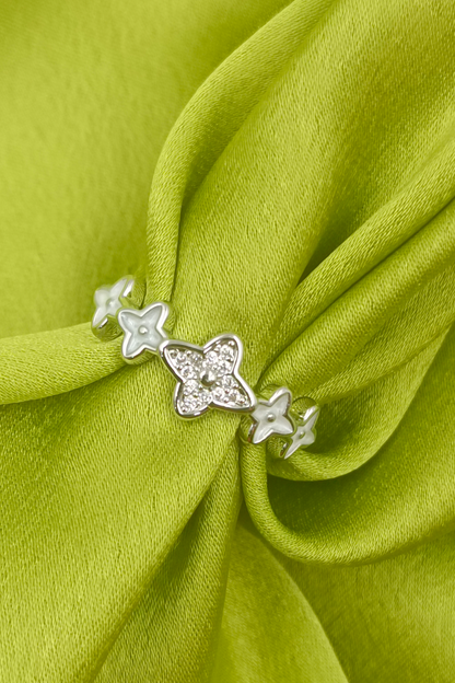  silver  Versatile Clover Shape Adjustable Ring 