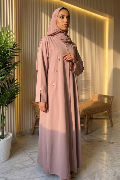 Star Accent Taupe Abaya