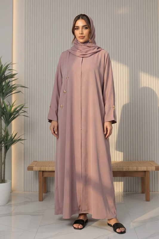 Star Accent Taupe Abaya