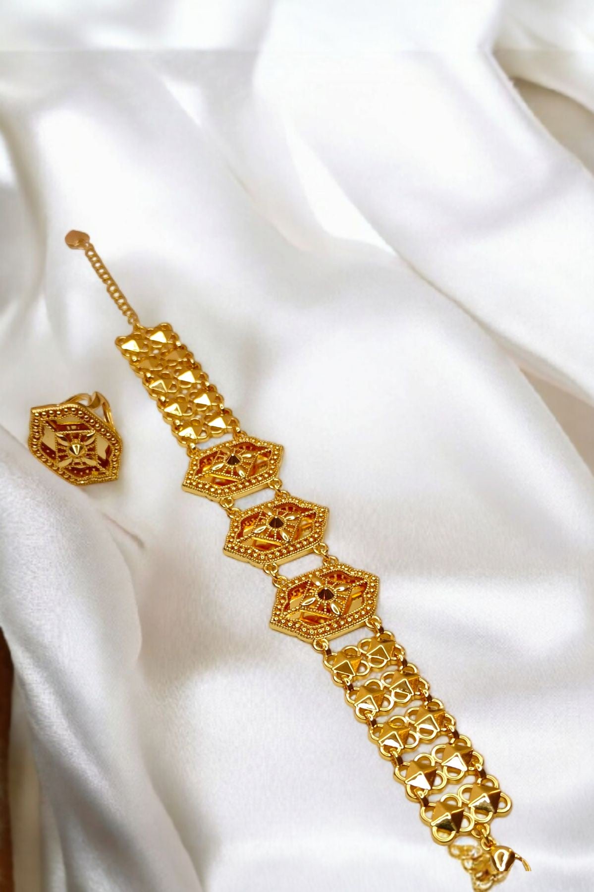 traditional golden bracelet and ring