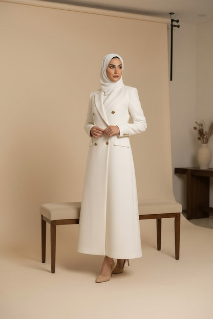 Modern White Collared Abaya